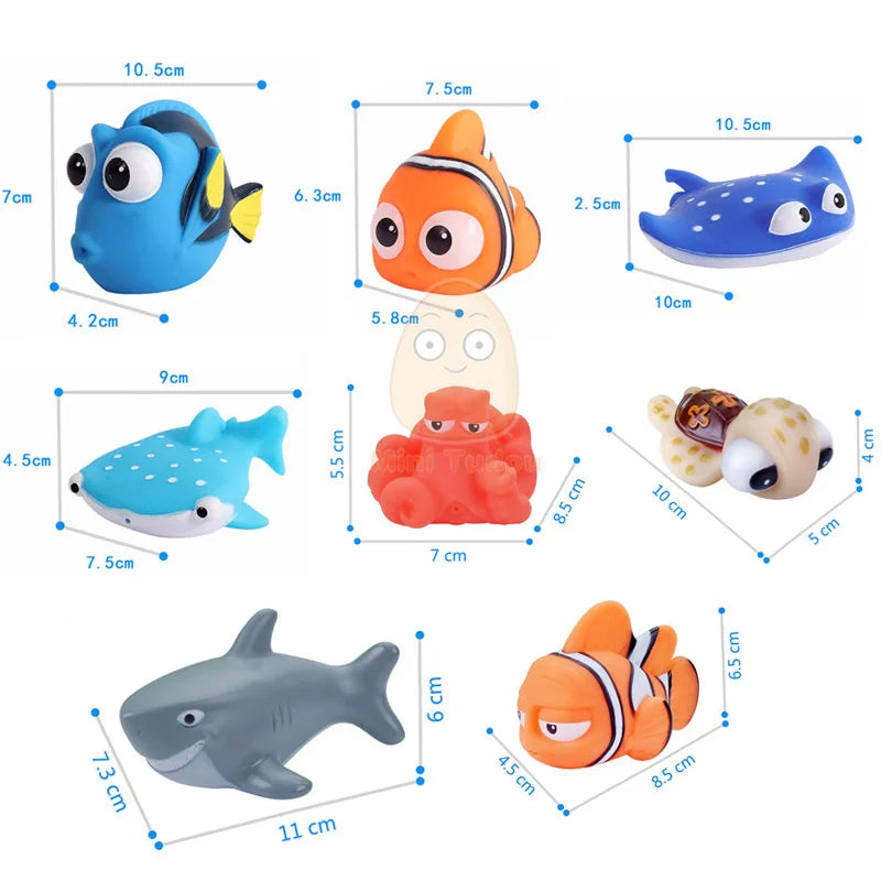 Baby Bath Toys Finding Fish Kids Float Spray Water Squeeze Aqua Soft Rubber Bathroom