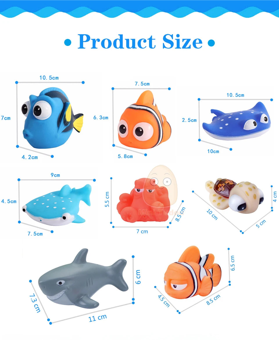 Baby Bath Toys Finding Fish Kids Float Spray Water Squeeze Aqua Soft Rubber Bathroom