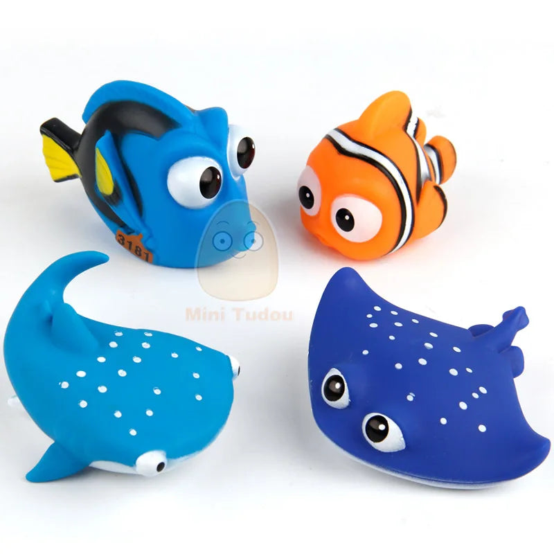 Baby Bath Toys Finding Fish Kids Float Spray Water Squeeze Aqua Soft Rubber Bathroom