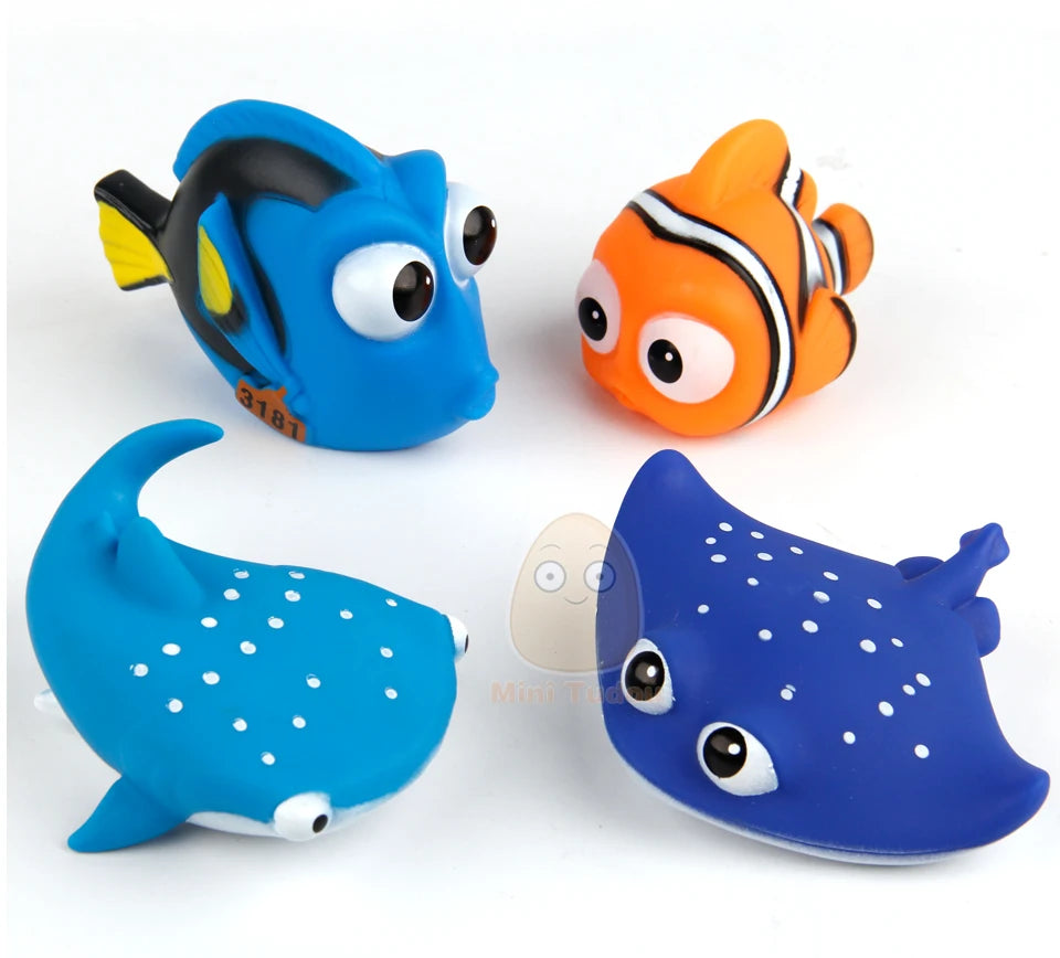 Baby Bath Toys Finding Fish Kids Float Spray Water Squeeze Aqua Soft Rubber Bathroom