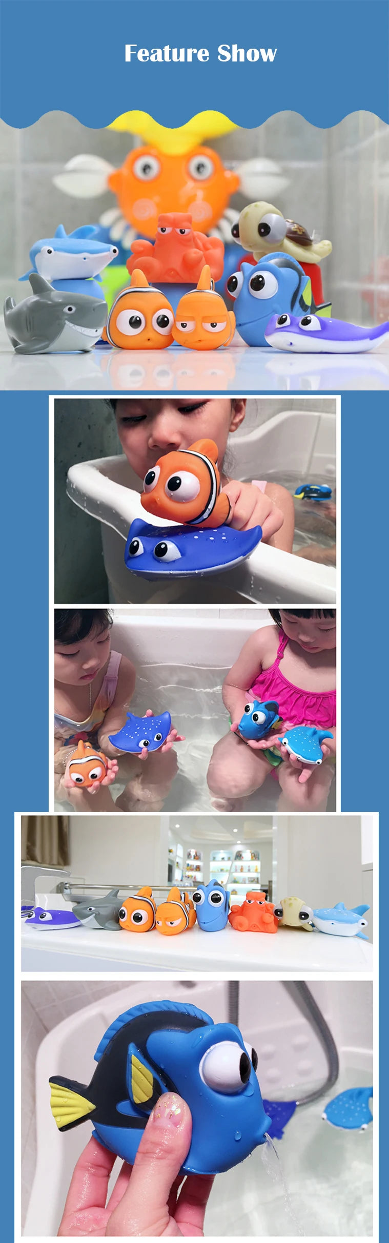 Baby Bath Toys Finding Nemo Dory Float Spray Water Squeeze Toys Soft Rubber Bathroom Play Animals children Bath Clownfish Toy