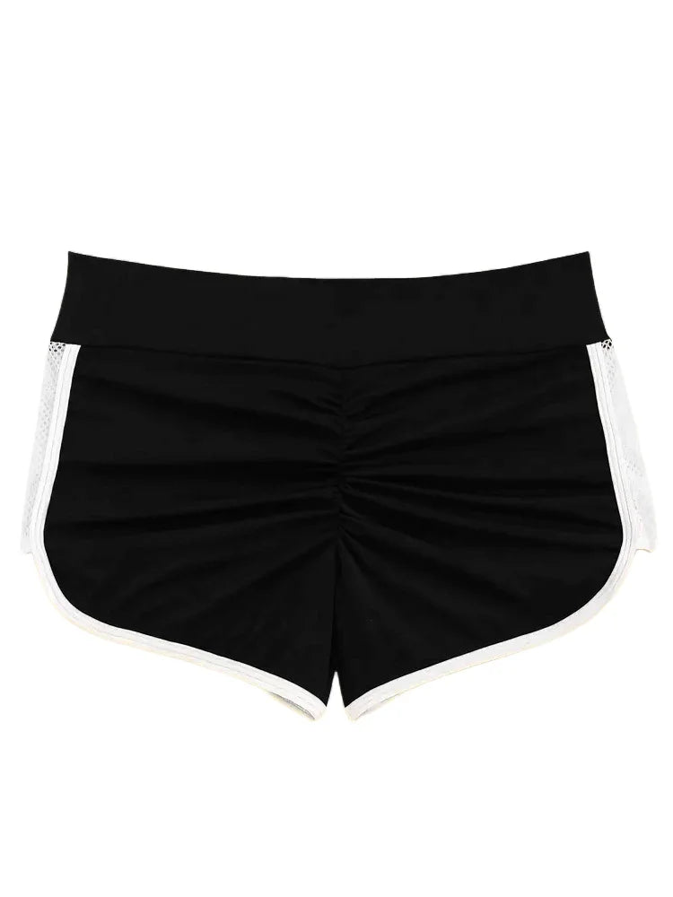 2023 Summer High Waist Side Hollow Out Sport Shorts Women Stitch