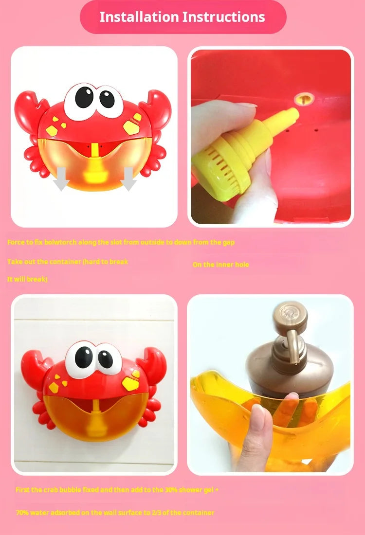 Bubble Crabs Baby Bath Toy Funny Toddler Bath Bubble Maker Pool Swimming Bathtub Soap Machine Bathroom Toys for Children Kids