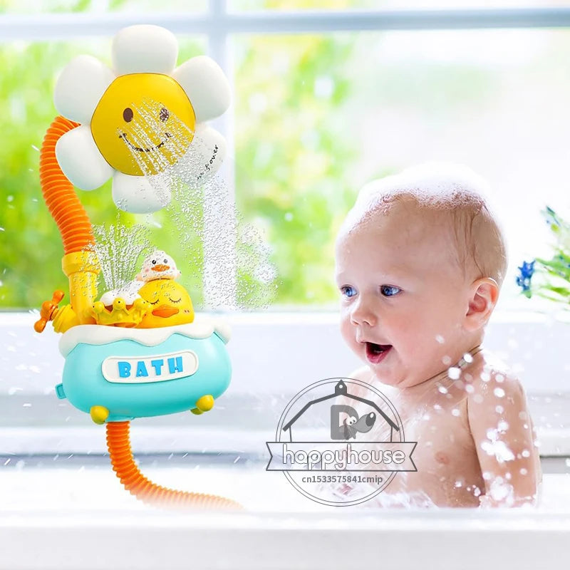 Baby Bath Toys Bath Shower for Toddler 4 in 1 Bathtub Toy with Sunflower Shower 3 Water Spray Sprinkler BathTub Toys for Baby