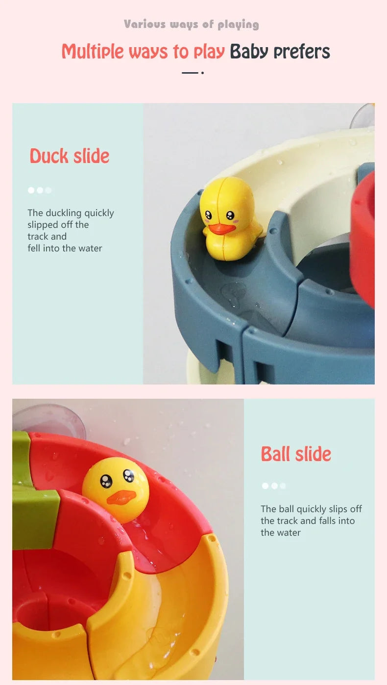 Baby DIY Assembling Track Slide Suction Cup Toys Bath Tub Toys Baby Bathroom Bathtub Shower Toy Set Duck Water Toys for Children