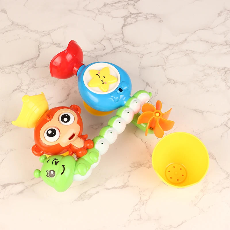 Baby Bath Toy Wall Sunction Cup Track Water Games Children Bathroom Monkey Caterpilla Bath Shower