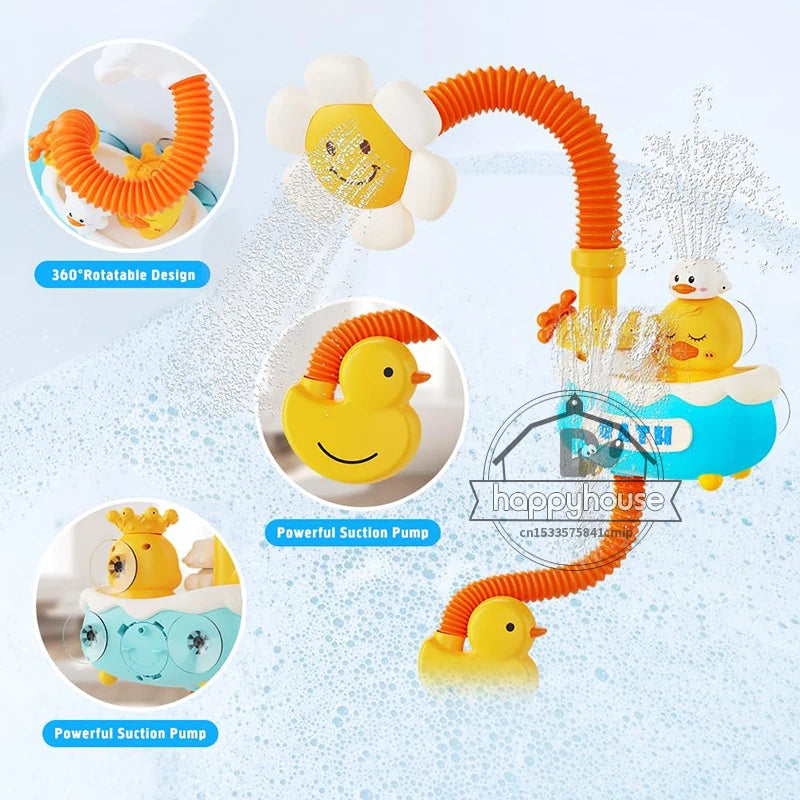 Baby Bath Toys Bath Shower for Toddler 4 in 1 Bathtub Toy with Sunflower Shower 3 Water Spray Sprinkler BathTub Toys for Baby