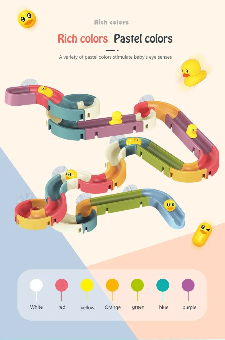 Baby DIY Assembling Track Slide Suction Cup Toys Bath Tub Toys Baby Bathroom Bathtub Shower Toy Set Duck Water Toys for Children