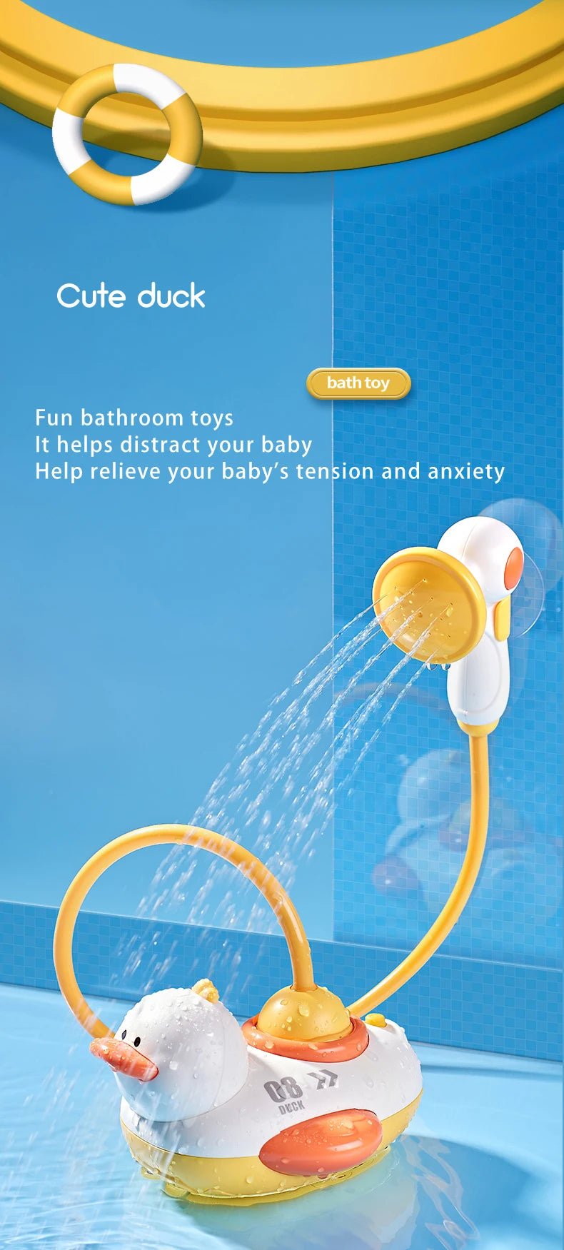 Cute Water Bath Duck Shower Electric Spray Bathroom Kids Baby Toy