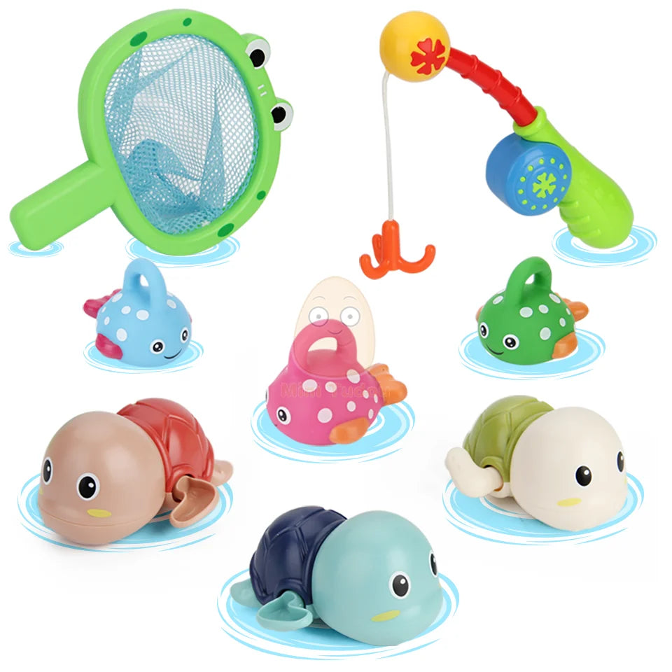 Baby Bath Toys Finding Fish Kids Float Spray Water Squeeze Aqua Soft Rubber Bathroom