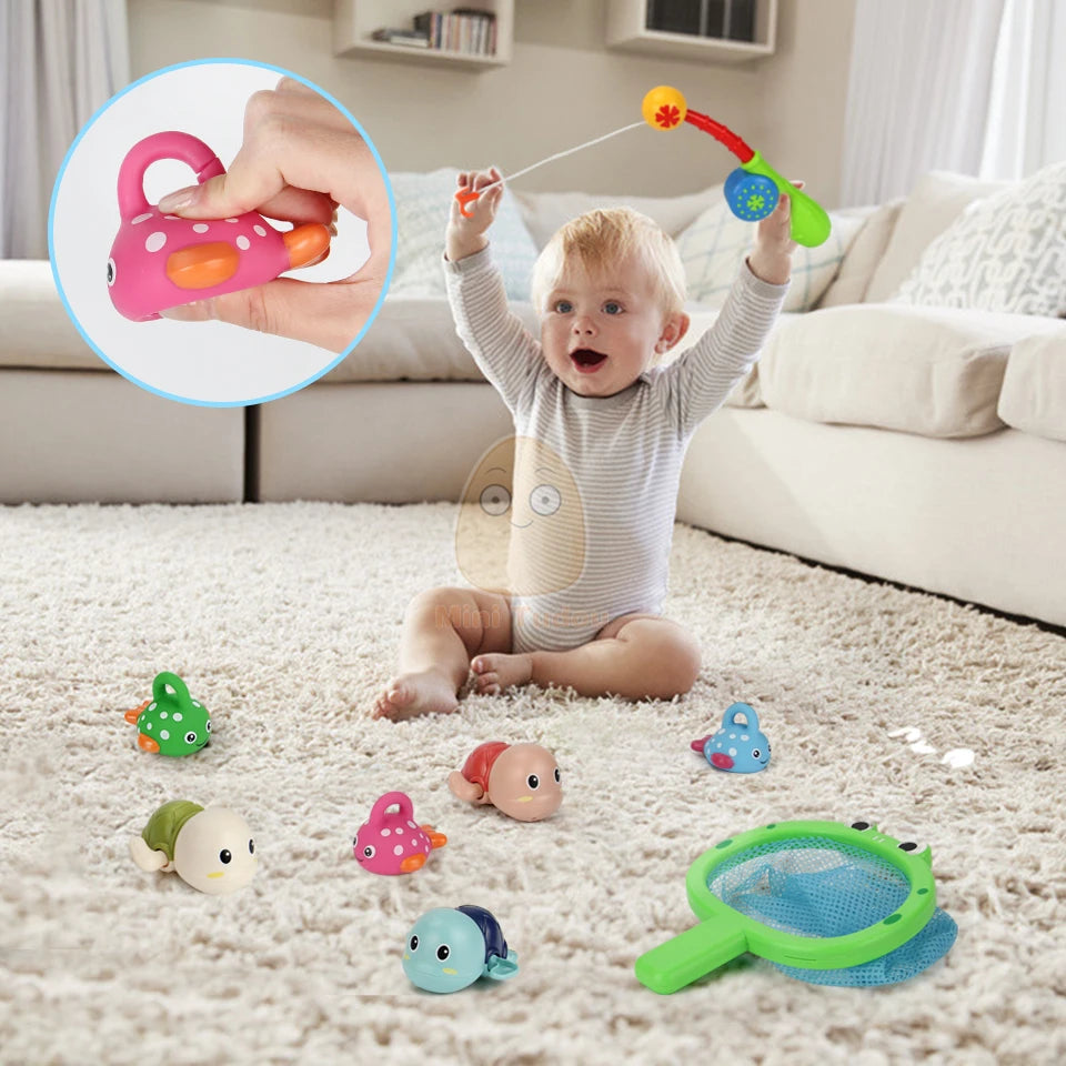 Baby Bath Toys Finding Fish Kids Float Spray Water Squeeze Aqua Soft Rubber Bathroom