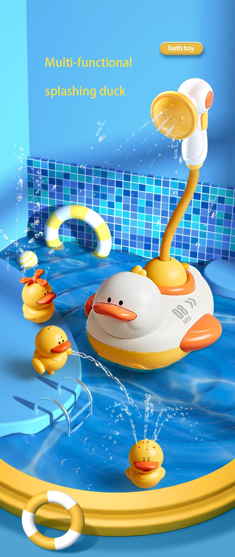 Cute Water Bath Duck Shower Electric Spray Bathroom Kids Baby Toy