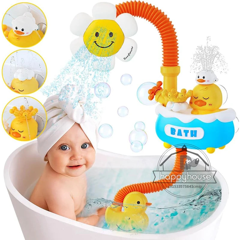 Baby Bath Toys Bath Shower for Toddler 4 in 1 Bathtub Toy with Sunflower Shower 3 Water Spray Sprinkler BathTub Toys for Baby