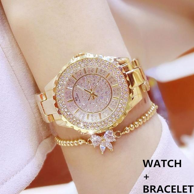 Luxury Brand Diamond Women Watches (with a ins Bracelet as Gift)